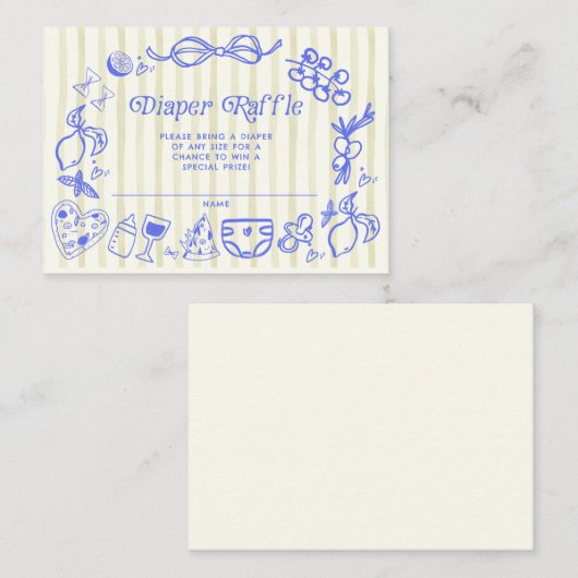 Italienisches Lemons Babydusche Windelwanne Begleitkarte (Vorne/Hinten)