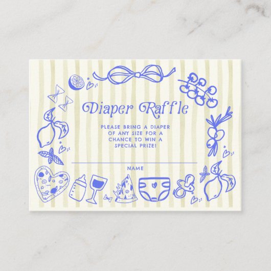 Italienisches Lemons Babydusche Windelwanne Begleitkarte (Vorderseite)