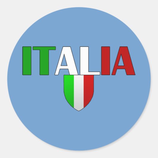 Italienisches Logo-Fahne für Italiener Runder Aufkleber (Vorderseite)