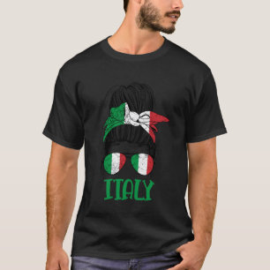 Italienisches Mädchen Unordentlicher Knoten Flagge T-Shirt