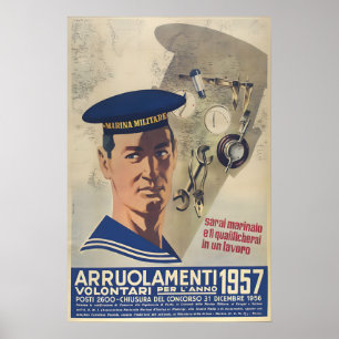 Italienisches Marine-Propagandaposter Freiwillige Poster