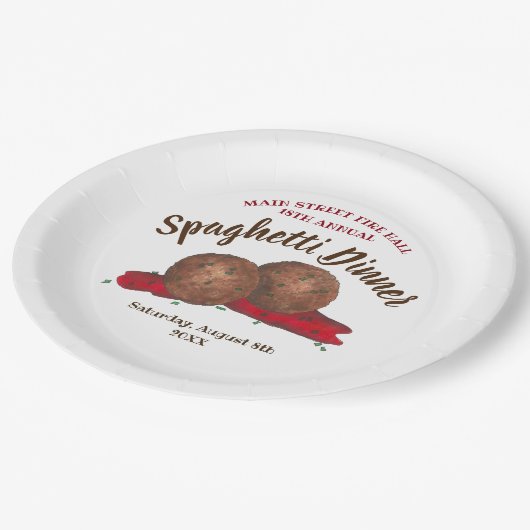 Italienisches Meatballs Spaghetti Wohltätigkeit Ev Pappteller (Schrägansicht)
