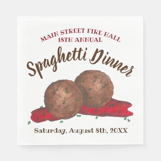 Italienisches Meatballs Spaghetti Wohltätigkeit Ev Serviette (Vorderseite)