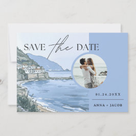 Italienisches Meer mit Foto Save the Date Hochzeit Einladung