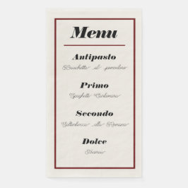Italienisches Menü Abendessen Napkins Serviette