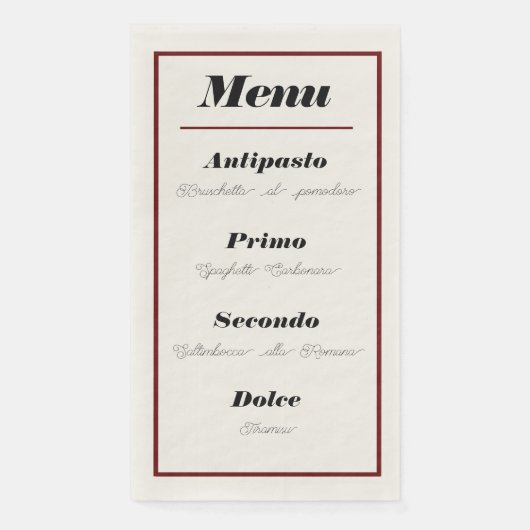 Italienisches Menü Abendessen Napkins Serviette (Vorderseite)
