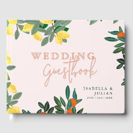 Italienisches Mittelmeer Lemon Pink Wedding Gästebuch