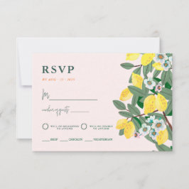 Italienisches Mittelmeer Lemon Pink Wedding RSVP Karte