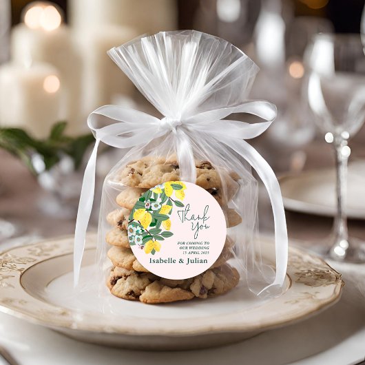 Italienisches Mittelmeer Lemon Pink Wedding Runder Aufkleber