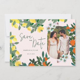 Italienisches Mittelmeer Lemon Pink Wedding Save The Date