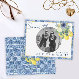 Italienisches Mittelmeer Lemon Trauzeugin Foto Dankeskarte