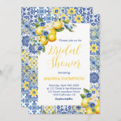 Italienisches Mittelmeer Tile & Lemon Brautparty Einladung (Vorne/Hinten)