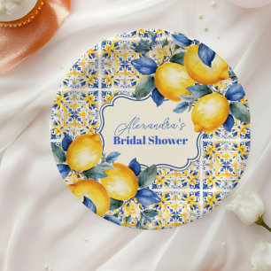 Italienisches Mittelmeer Tile & Lemon Brautparty Pappteller