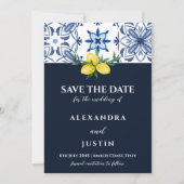 Italienisches Navy-Mediterranes Save the Date-Foto Einladung (Vorderseite)