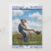 Italienisches Navy-Mediterranes Save the Date-Foto Einladung (Rückseite)