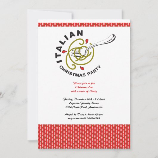 Italienisches Party Abendessen Einladung (Vorderseite)