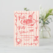 Italienisches Party von Pasta zum Geburtstag Einladung (Stehend Vorderseite)