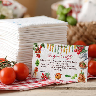 Italienisches Pasta-Baby-Shower-Windeldiaper-Raffe Begleitkarte