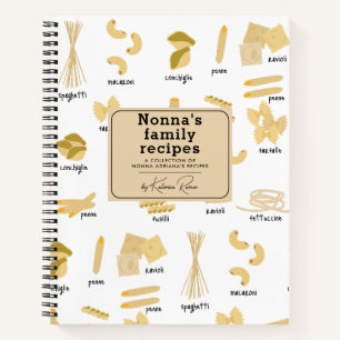 Italienisches Pasta Formen & Namen Rezept Kochbuch Notizblock
