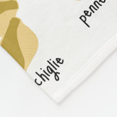 Italienisches Pasta-Gebilde und Namensmuster Fleecedecke (Ecke)