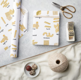 Italienisches Pasta-Gebilde und Namensmuster Geschenkpapier