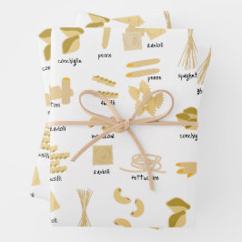 Italienisches Pasta-Gebilde und Namensmuster Geschenkpapier Set