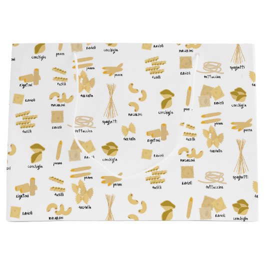 Italienisches Pasta-Gebilde und Namensmuster Große Geschenktüte (Vorderseite)