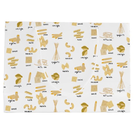 Italienisches Pasta-Gebilde und Namensmuster Große Geschenktüte (Rückseite)