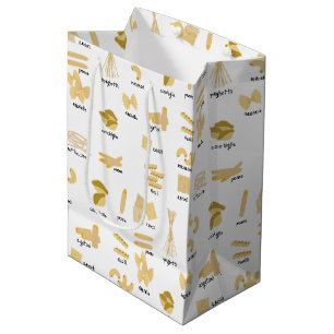 Italienisches Pasta-Gebilde und Namensmuster Mittlere Geschenktüte