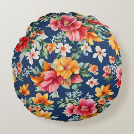 Italienisches Phantastisches Sommerlicht-Blumenmus Rundes Kissen