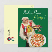 ITALIENISCHES PIZZA-PARTY Grünes Rezept Postkarte (Vorne/Hinten)
