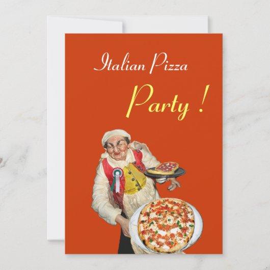 ITALIENISCHES PIZZA-PARTY, Orangenschwarz, RESTAUR Einladung (Vorderseite)