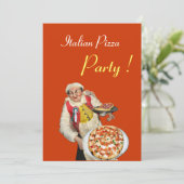 ITALIENISCHES PIZZA-PARTY, Orangenschwarz, RESTAUR Einladung (Stehend Vorderseite)