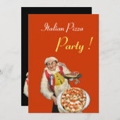 ITALIENISCHES PIZZA-PARTY, Orangenschwarz, RESTAUR Einladung (Vorne/Hinten)