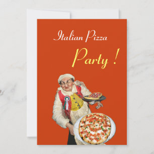 ITALIENISCHES PIZZA-PARTY, Orangenschwarz, RESTAUR Einladung
