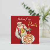 ITALIENISCHES PIZZA-PARTY, RESTAURANT, rot Einladung (Stehend Vorderseite)