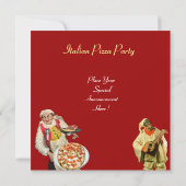 ITALIENISCHES PIZZA-PARTY, RESTAURANT, rot grün Einladung (Rückseite)