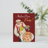 ITALIENISCHES PIZZA-PARTY Rotes Rezept Postkarte (Stehend Vorderseite)