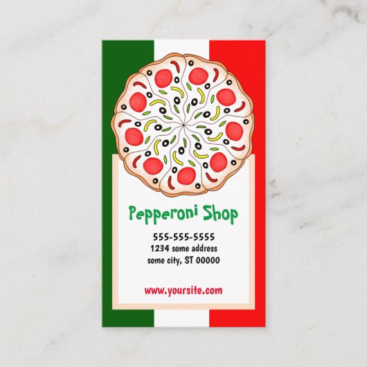 Italienisches Pizza Pepperoni-Geschäft oder Restau Visitenkarte (Vorderseite)