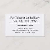 Italienisches Pizza-Restaurant Visitenkarte (Rückseite)