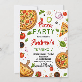 Italienisches Pizzeria-Fest Kochgeburtstag Einladung