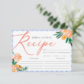 Italienisches Positano Blaues Brautparty Rezept Begleitkarte (Stehend Vorderseite)