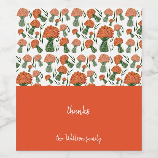 Italienisches Ranunculus Orange Weinkeller Weinetikett (Einzelnes Label)