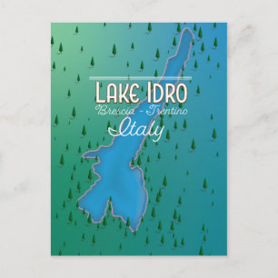 Italienisches Reiseplakat für den See Idro Postkarte