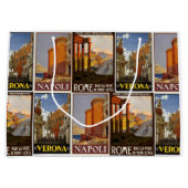 Italienisches Reiseplakat für Retrostädte Vintag Große Geschenktüte (Vorderseite)