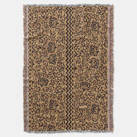 Italienisches Renaissance Gold Floral Muster Decke (Vorderseite Vertikal)