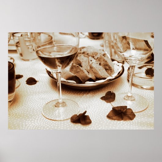 Italienisches Restaurant: Brot, Wein, Bougainville Poster (Vorne)