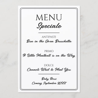 Italienisches Restaurant-Menü Schwangerschaftsankü Menükarte