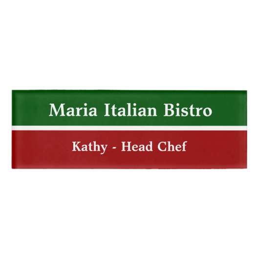 Italienisches Restaurant-Personal Namenschild (Vorderseite)