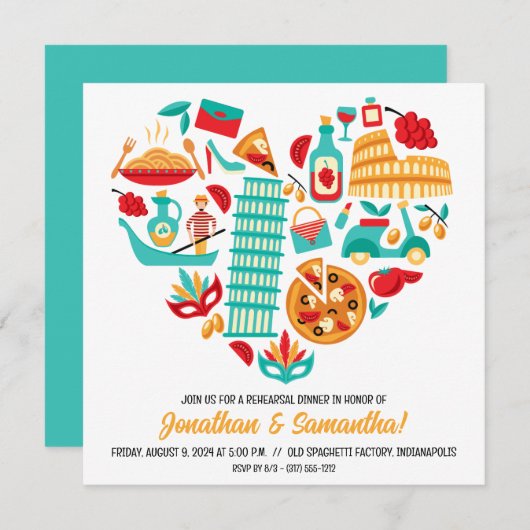 Italienisches Restaurant Probe Abendessen Einladung (Vorne/Hinten)